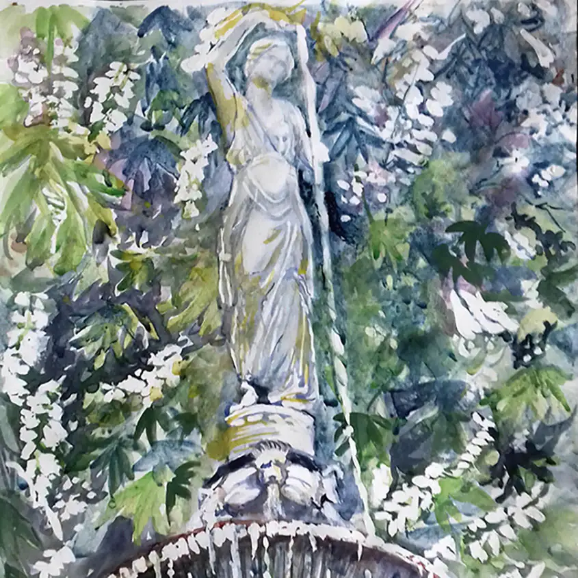 Die Schöne am Brunnen :: Größe 40cm x 30cm :: Aquarell