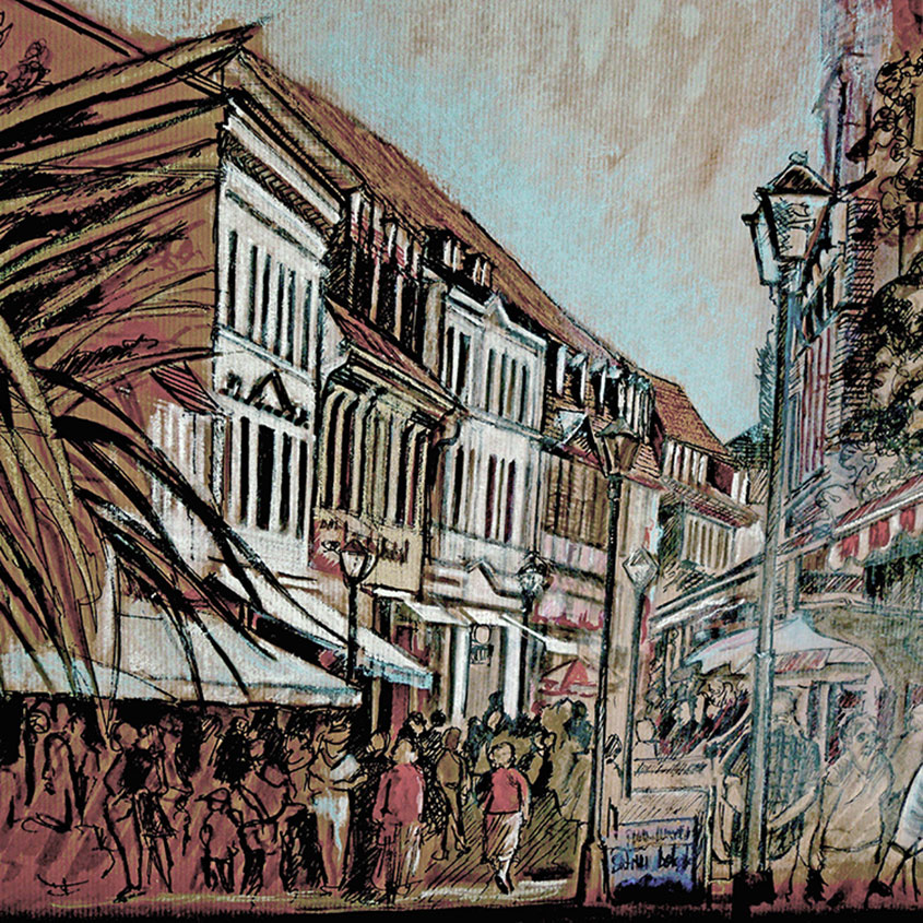 Strassenszene :: Größe 42cm x 59cm :: Pastell