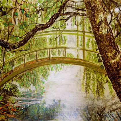Schlosspark Dennenlohe Brücke :: Größe 42cm x 59cm :: Pastell