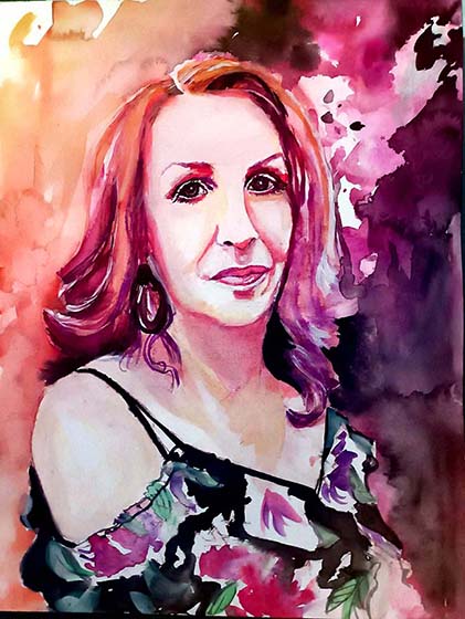 Auftragsarbeit: Die Kusine :: Größe 48cm x 35cm :: Aquarell